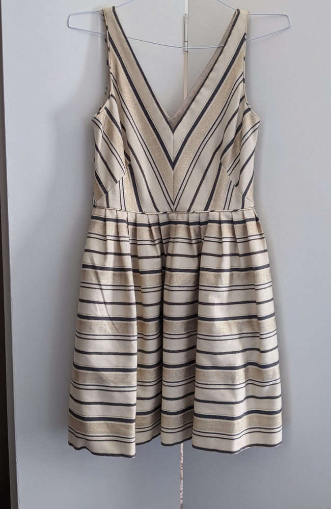 J.Crew Gold Cream Stripe Party Dress Sz 6